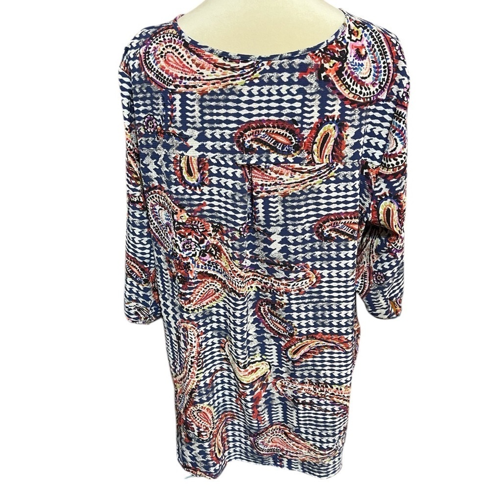 Anthropologie Fig & Flower Plus Size 2X Red Blue Bohemian Blouse Shirt - Picture 2 of 3